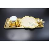 Nakışkonsept Papatya Desenli Puanlı Kokteyl Peçete 6lı - 15 x 15 cm - Kahverengi