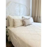 Nakışlı Ekru Yatak Örtüsü Pike Takımı Tek Kişilik - 150 x 220 cm