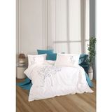 Nakışlı Poplin Saten Beyaz Nevresim Takımı - Soul - 200 x 220 cm