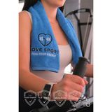Nakışlı Spor Havlusu, Ter Emici Spor Havlusu, Fitness Havlusu, Antrenman Havlusu - Mavi - 30 x 90 cm
