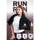 Nakışlı Sporcu Havlusu Pamuklu, Antibakteriyel, Ter Emici Fitness Plates Boks Tenis Spor Havlusu - 30 x 90 cm - Siyah