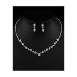 Nakla Accessories Gümüş Renk Abiye Kolye Küpe Seti, Düğün Kına Nişan Gelin Seti