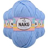 Nako 10305 Elite Baby 5 Adet Mavi El Örgü İpi Tüylenmeyen Bebek Yünü