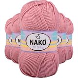 Nako 10325 Elite Baby 5 Adet Gül Kurusu El Örgü İpi Tüylenmeyen Bebek Yünü