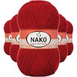 Nako 1175 Süper İnci 5 Adet 100 gr Koyu Kırmızı El Örgü İpi