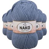 Nako 1986 Süper İnci 5 Adet 100 gr Kot Mavi El Örgü İpi