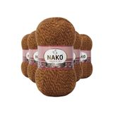 Nako 21361 Angora 5 Adet Hardal Muline Lüks El Örgü İpi