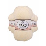 Nako 256 5 Adet Krem 100 gr Süper İnci El Örgü İpi