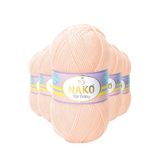 Nako 3701 Elite Baby 5 Adet Soft Şeftali El Örgü İpi Tüylenmeyen Bebek Yünü