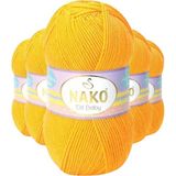 Nako 4674 5 Adet Koyu Sarı Elite Baby El Örgü İpi Tüylenmeyen Bebek Yünü