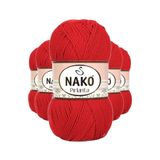 Nako 6741 5 Adet Gelincik Kırmızı Pırlanta Amigurumi El Örgü İpi Yünü