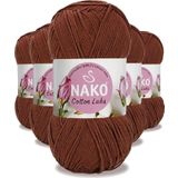 Nako 97556 Kızıl Kahve 5 Adet Cotton Lüks Yelek Tunik Kazak Bluz Hırka İpi Yünü