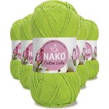 Nako 97567 Fıstık Yeşili 5 Adet Cotton Lüks Yelek Tunik Kazak Bluz Hırka İpi Yünü