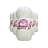 Nako 97570 5 Adet Süt Beyaz Cotton Lüks Yelek Tunik Kazak Bluz Hırka İpi Yünü