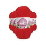 Nako 97573 Kırmızı 5 Adet Cotton Lüks Yelek Tunik Kazak Bluz Hırka İpi Yünü