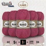 Nako Calico- 11036 Şarap- 5'li Paket - 100GR/240M - El Örgü Ipi - Amigurimi-Hırka- Kazak- Şal-Bebek Ipi