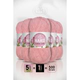 NAKO Cotton Lüks - 97548 Toz Pembe - 5'li Paket - 100gr/330m - Pamuklu Hırka Yelek Amigurumi İpi