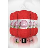NAKO Cotton Lüks - 97573 Kırmızı - 5'li Paket - 100gr/330m - Pamuklu Hırka Yelek Amigurumi İpi