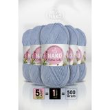 NAKO Cotton Lüks - 97587 Mavi - 5'li Paket - 100gr/330m - Pamuklu Hırka Yelek Amigurumi İpi