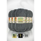 NAKO Elit Baby - 790 Koyu Gri Melanj - 5'li Paket - 100gr/250m - Bebek İpi - Anti Pilling Tüylenmez İp