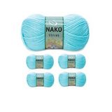 Nako No: 10535 Vizon Premium Akrilik 5 Adet Açık Turkuaz El Örgü İpi Yünü