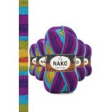 Nako No: 82410 5 Adet Vega Stripe Premium Akrilik El Örgü İpi Yünü