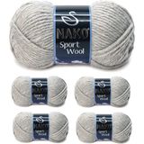 Nako Sport Wool 195 Açık Gri Melanj 5 Adet El Örgü İpi