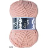 Nako Sport Wool 2406 5 Adet Eşarp Bere Panço Hırka Iplikleri Açık Krem Pembe - Açık Pembe