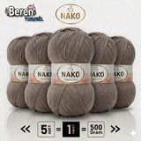 Nako Süper Inci - 2000 Vizon - 5'li Paket - 100GR/260M - El Örgü Ipi - Atkı Yelek Kazak Ipi