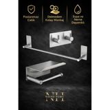 NAKRA HOME 3'lü Set Paslanmaz Çelik Yapışkanlı Havlu Askısı ve Tuvalet Kağıtlığı | Neme Dayanıklı Havluluk