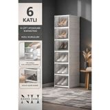Nakra Home 6 Katlı Katlanır Ayakkabılık | Kapaklı Portatif Ayakkabı Dolabı & Raf Ünitesi - Beyaz