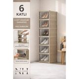 Nakra Home 6 Katlı Katlanır Ayakkabılık | Kapaklı Portatif Ayakkabı Dolabı & Raf Ünitesi “TOPRAK”