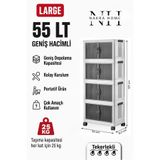Nakra Home Katlanabilir 4 Katlı Tekerlekli Plastik Dolap – Çok Amaçlı Portatif Organizer (Geniş Hacim) - Beyaz