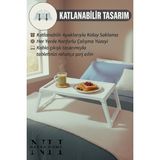 Nakra Home Katlanır Sehpa Tablet - Bilgisayar Sehpası Yatak Üstü Kahvaltı Sehpası , Oyun Masası “Beyaz” - Yükseklik 27 - Genişlik 56 - Derinlik 36
