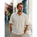 Nakşi Giyim Erkek Yazlık Polo Yaka Kısa Kollu Fermuarlı Regular Fit Şık Triko Beyaz Tişört - 2XL