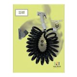 Nalbur Bakkal Taharet Matik Set 3/8 Girişli Patlamaz Spiral Hortum Başlık Wc Matik 2,5 Mt Siyah