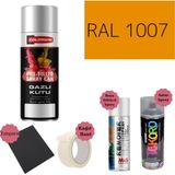 Nalburun 400 ml Doldurulmuş Selülozik Mat Sprey Boya + Astar + Boya Sökücü Set Ral - 1 Adet - 1007 Nergis Sarısı