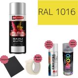 Nalburun 400 ml Doldurulmuş Selülozik Mat Sprey Boya + Astar + Boya Sökücü Set Ral - 1 Adet - 1016 Kükürt Sarısı