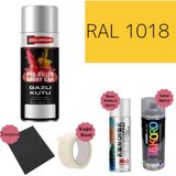 Nalburun 400 ml Doldurulmuş Selülozik Mat Sprey Boya + Astar + Boya Sökücü Set Ral - 1 Adet - 1018 Çinko Sarısı