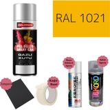 Nalburun 400 ml Doldurulmuş Selülozik Mat Sprey Boya + Astar + Boya Sökücü Set Ral - 1 Adet - 1021 Kolza Sarısı