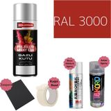 Nalburun 400 ml Doldurulmuş Selülozik Mat Sprey Boya + Astar + Boya Sökücü Set Ral - 1 Adet - 3000 Alev Kırmızısı