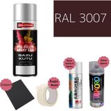 Nalburun 400 ml Doldurulmuş Selülozik Mat Sprey Boya + Astar + Boya Sökücü Set Ral - 1 Adet - 3007 Siyah Kırmızı