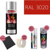 Nalburun 400 ml Doldurulmuş Selülozik Mat Sprey Boya + Astar + Boya Sökücü Set Ral - 1 Adet - 3020 Trafik Kırmızı