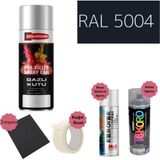 Nalburun 400 ml Doldurulmuş Selülozik Mat Sprey Boya + Astar + Boya Sökücü Set Ral - 1 Adet - 5004 Siyah Mavi