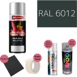 Nalburun 400 ml Doldurulmuş Selülozik Mat Sprey Boya + Astar + Boya Sökücü Set Ral - 1 Adet - 6012 Siyah Yeşil