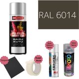 Nalburun 400 ml Doldurulmuş Selülozik Mat Sprey Boya + Astar + Boya Sökücü Set Ral - 1 Adet - 6014 Sarı Zeytin