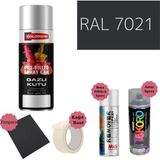 Nalburun 400 ml Doldurulmuş Selülozik Mat Sprey Boya + Astar + Boya Sökücü Set Ral - 1 Adet - 7021 Siyah Gri