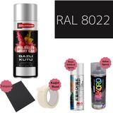 Nalburun 400 ml Doldurulmuş Selülozik Mat Sprey Boya + Astar + Boya Sökücü Set Ral - 1 Adet - 8022 Siyah Kahve