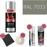 Nalburun 400 ml Doldurulmuş Selülozik Parlak Sprey Boya + Astar + Boya Sökücü Set Ral - 147 Adet - 7033 Çimento Grisi
