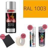 Nalburun 400 ml Doldurulmuş Selülozik Parlak Sprey Boya + Astar + Boya Sökücü Set Ral - 4 Adet - 1003 Sinyal Sarı